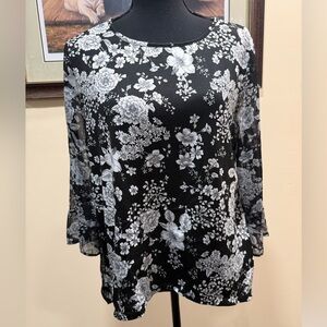 Sara Michelle Floral Long Sleeve High Low Top